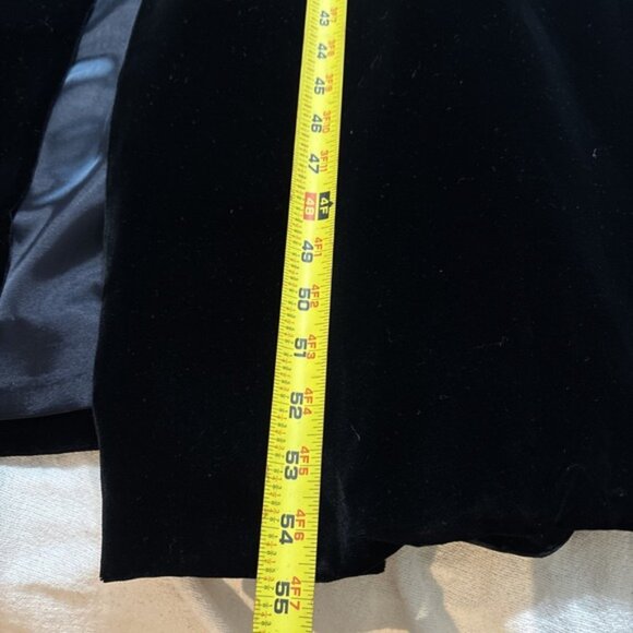 VTG Black Velvet Duster Coat Rhinestone Buttons Long 60's Luxury Romantic Sz S - Picture 14 of 14